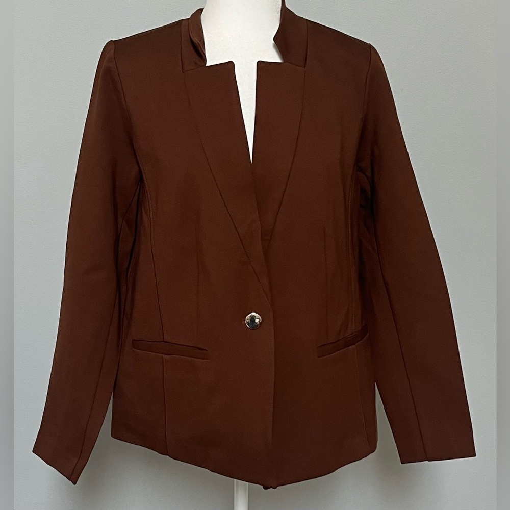NWT Eloquii‎ Women’s Blazer Plus Size 14 Single Breasted 1 Button Closure Brown